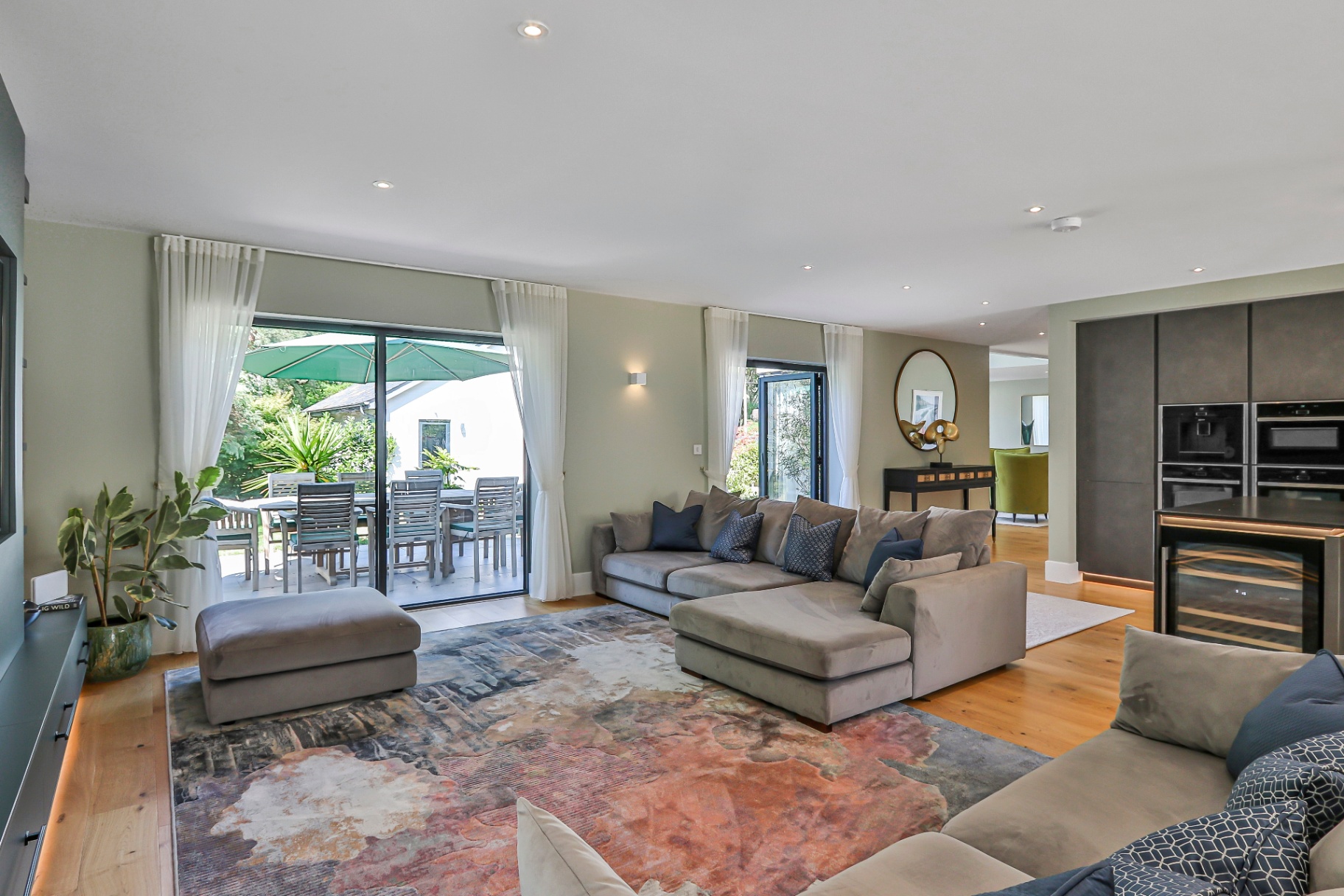 Family lounge with garden views
